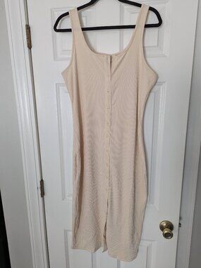 Cream Button Dress, Size L